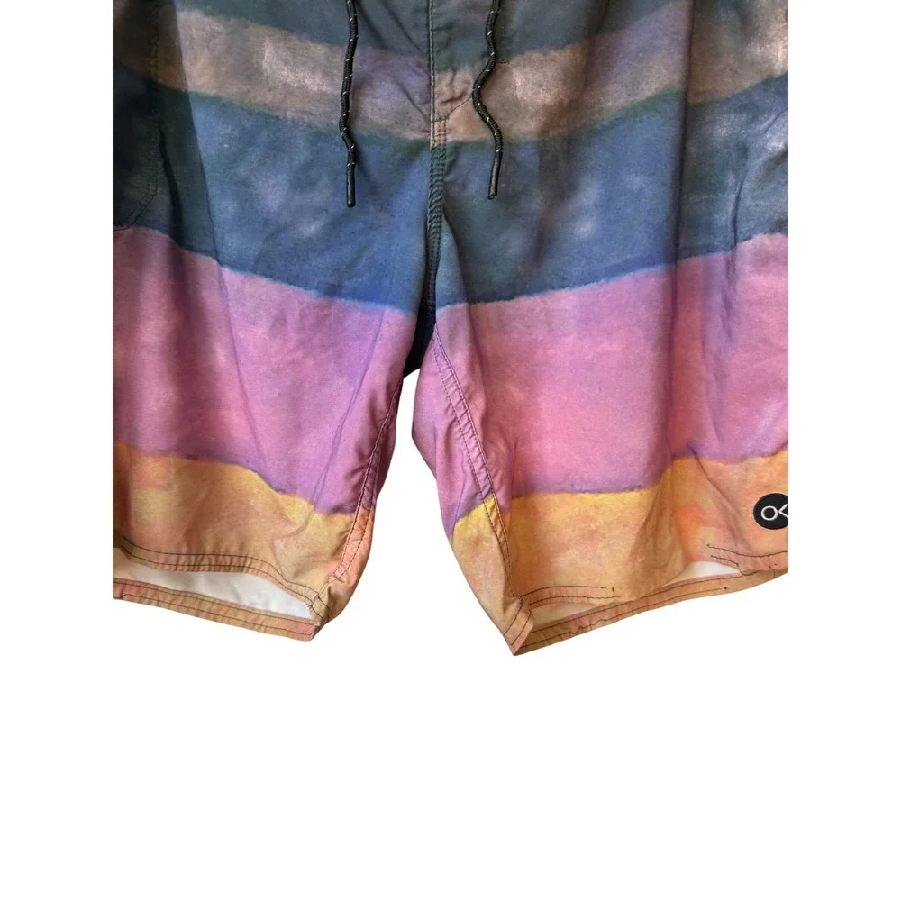Outerknown Mens Sunset Stripe Board‎ Shorts Size 32 Multicolored Swim Trunks